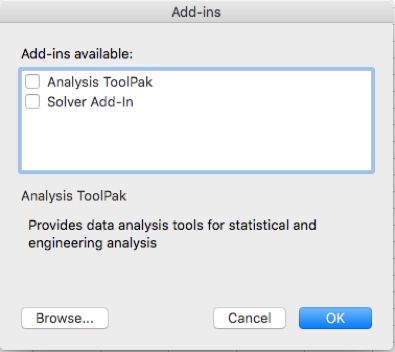 analysis toolpak for mac excel